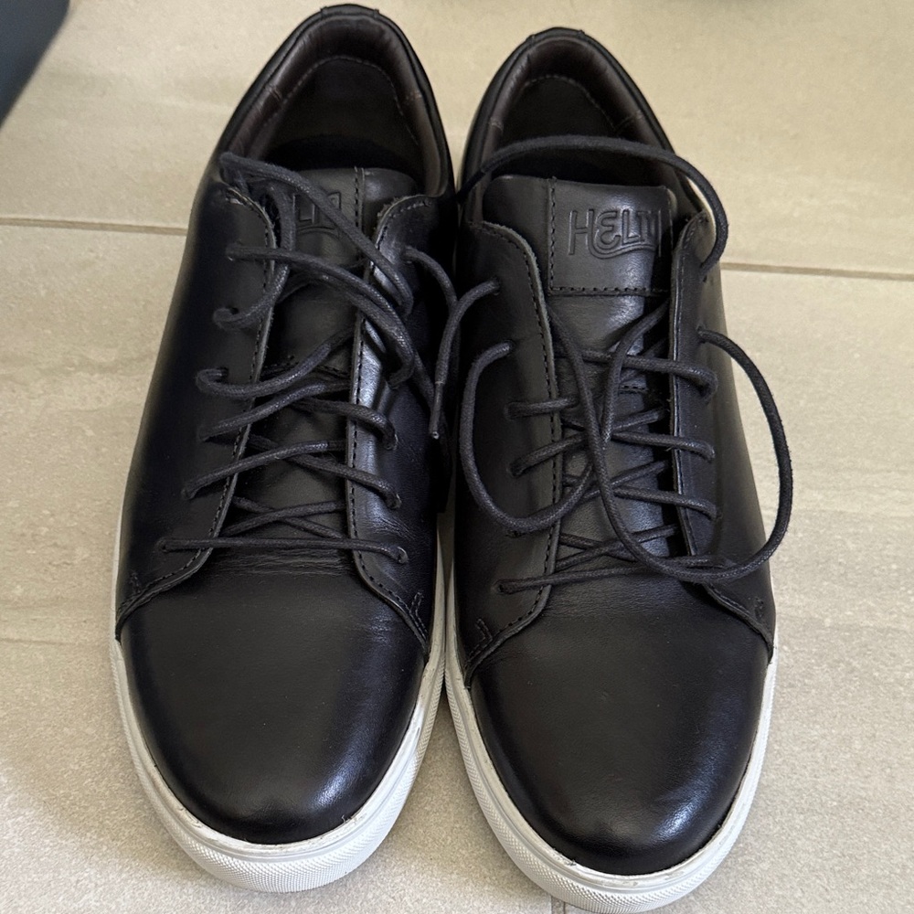 Helm Black Leather Men's Sneakers